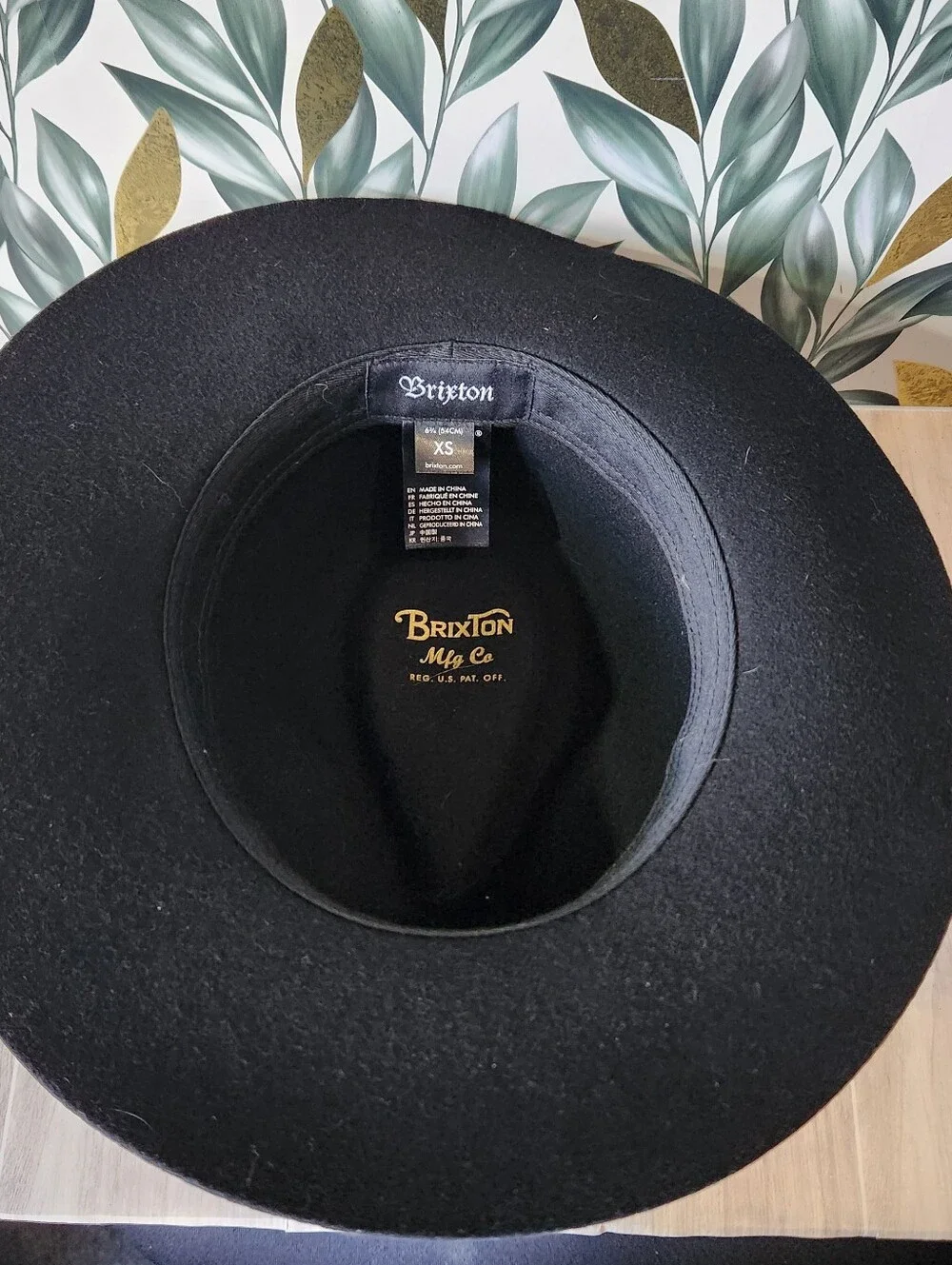 Brixton Black 100% Wool Felt Wide Brim Fedora Hat XS 54cm